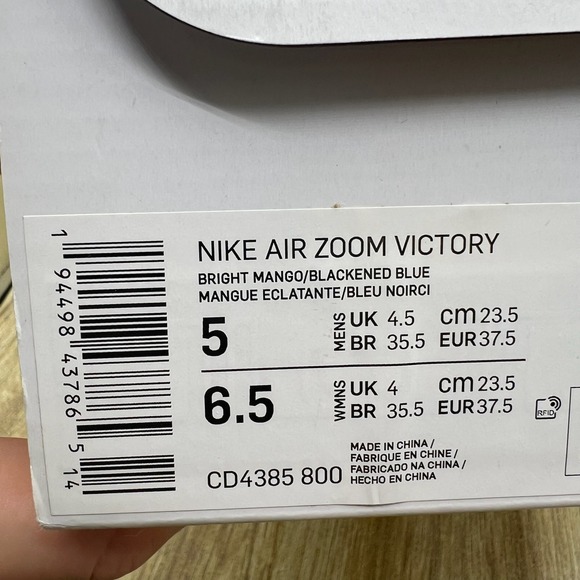 Nike Air Zoom Victory Mens 5 Womens 6.5 Bright Mango Track Spikes CD4385-800 NEW